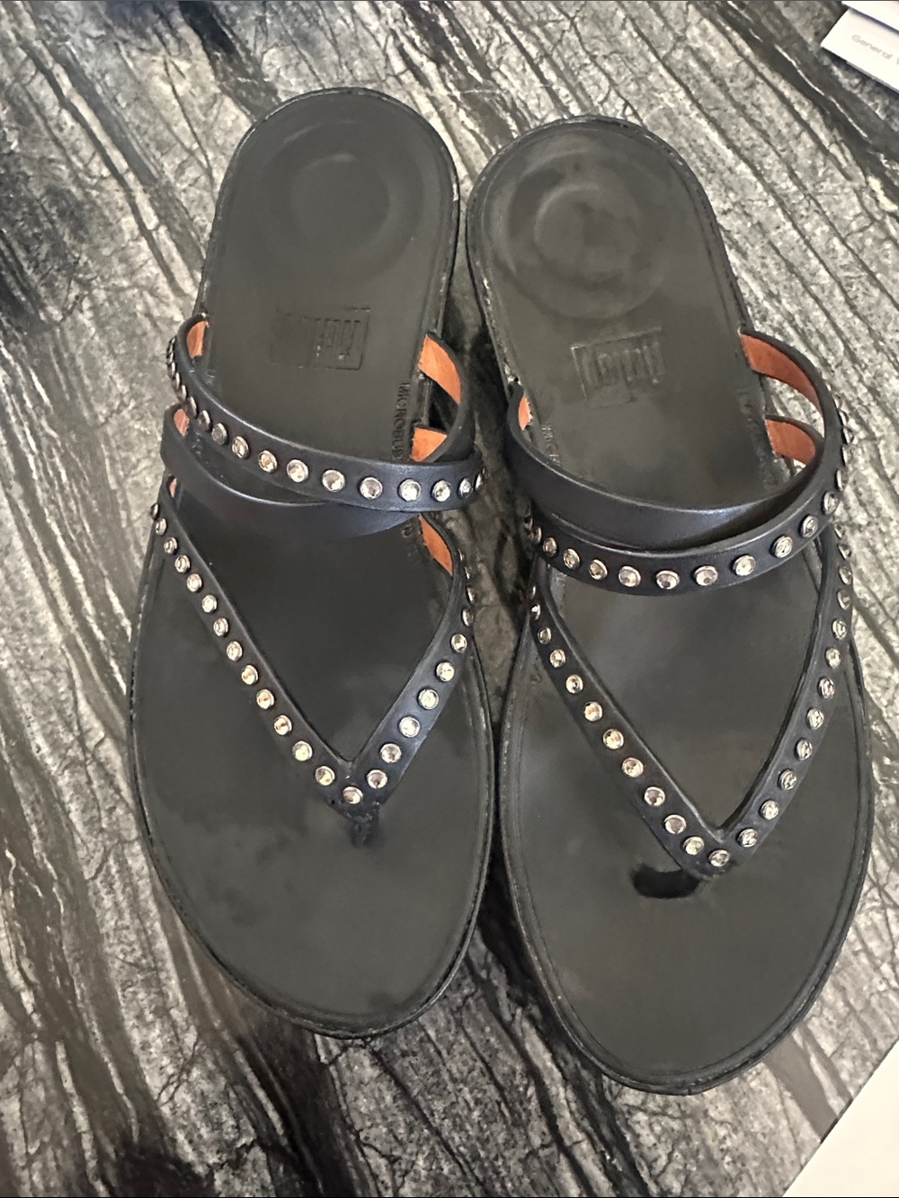 FitFlop Black Studded Thong Sandals